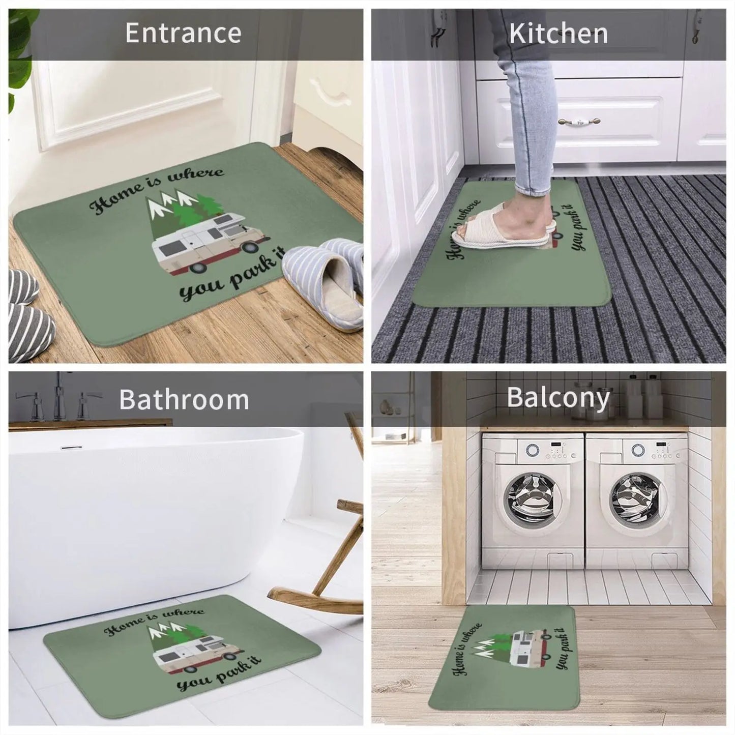 Home Is Where You Park It" Vanlife Entrance Door Mat