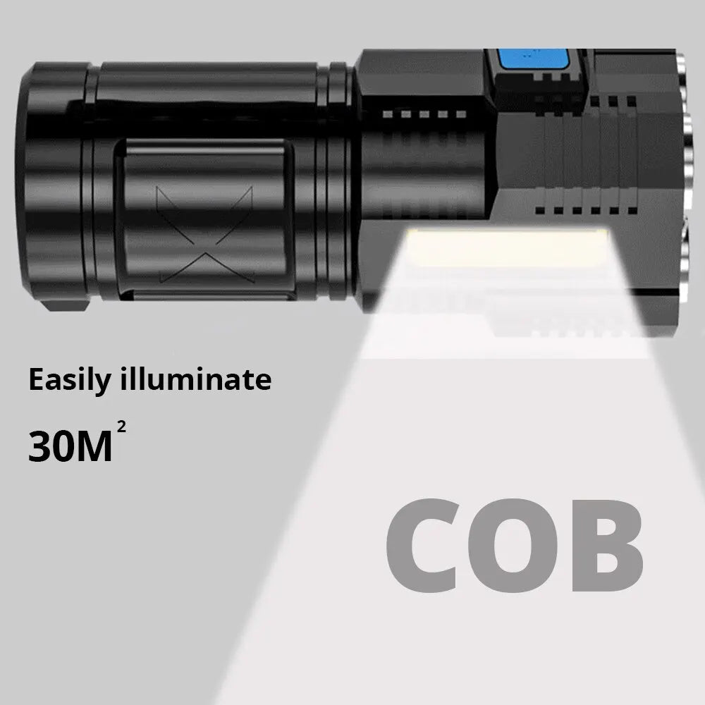 Lightweight Outdoor  LED Flashlight with COB Side Light