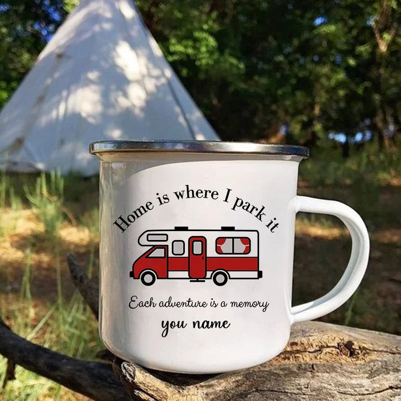 Custom Touring Car Enamel Mug