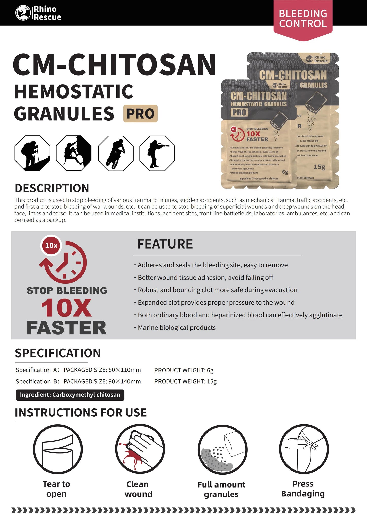 Fast Bleed Control Hemostatic Powder