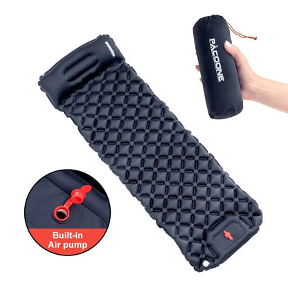 Outdoor Camping Inflatable Sleeping Pad with Built-in Pump