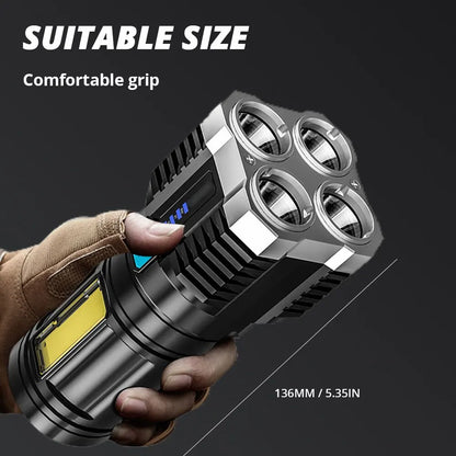 Lightweight Outdoor  LED Flashlight with COB Side Light