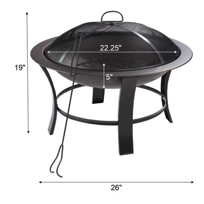 Metal Round Outdoor Wood-Burning Fire Pit