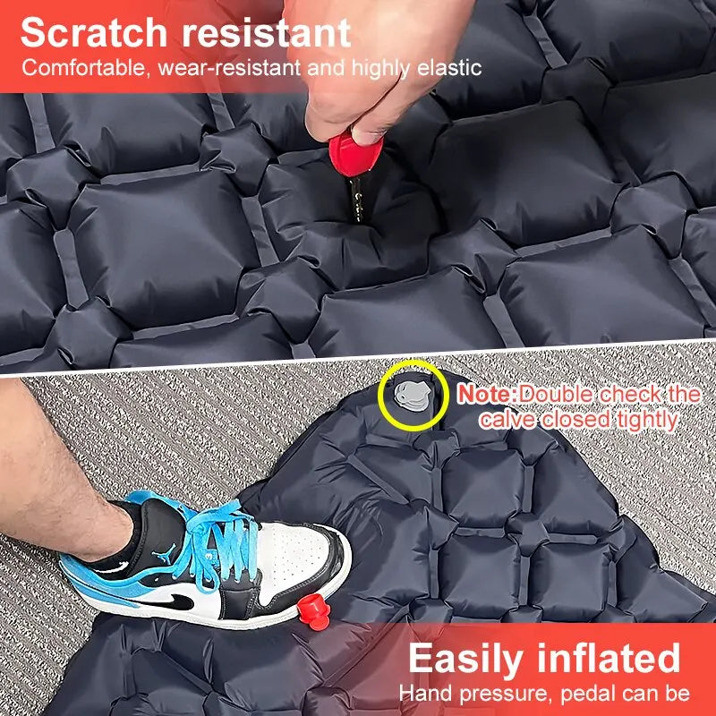 Outdoor Camping Inflatable Sleeping Pad with Built-in Pump