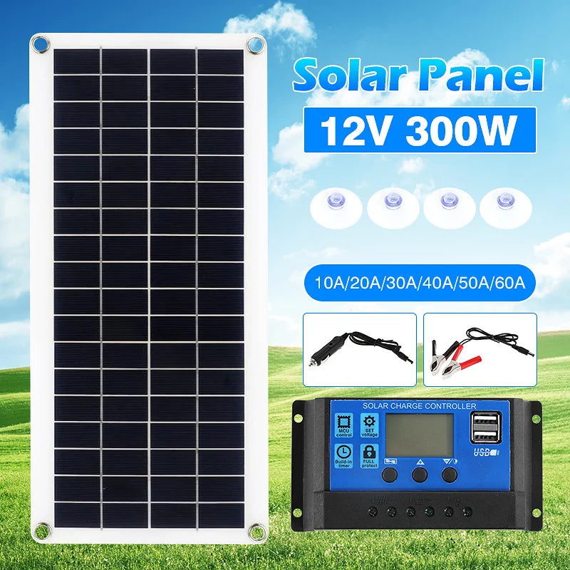 50W Solar Panel Charger Kit