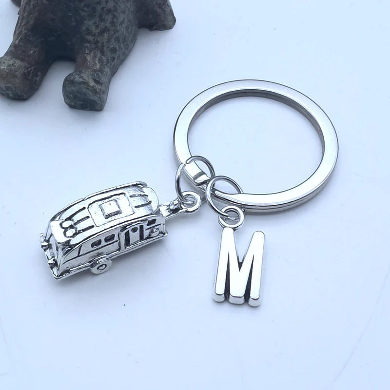 Fashion Caravan Key Ring - Initial Trailer Camper Keychain